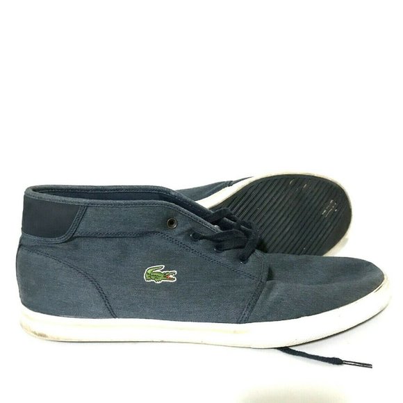 Lacoste Ampthill Canvas Mid Sneakers Lace Up Shoes - Picture 1 of 8